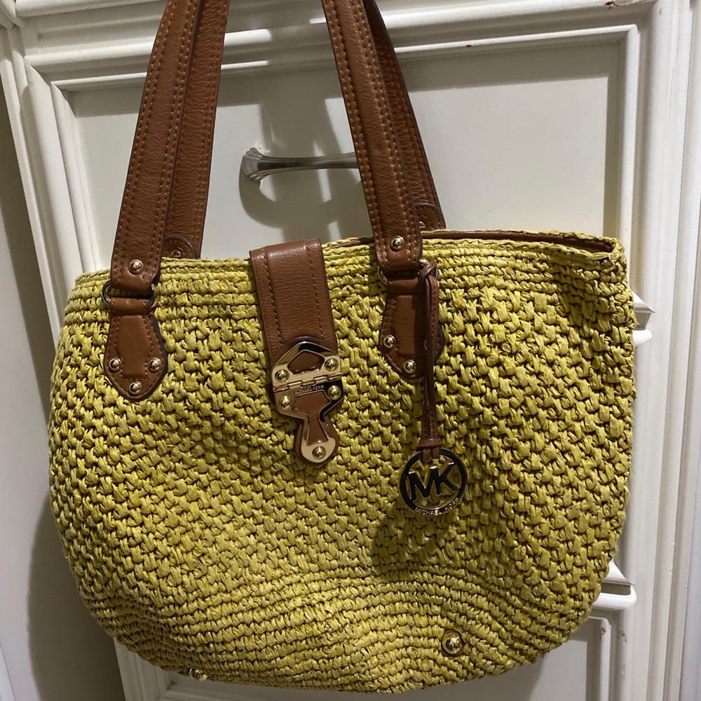 Michael Kors Yellow and Brown Tote Bag